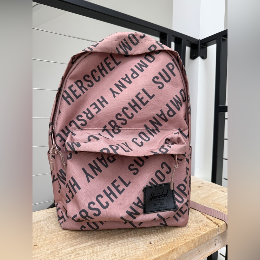 Herschel Supply Co Settlement Mid Backpack Ash Rose Pink Black Logo Print - Picture 5 of 11